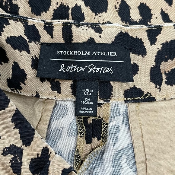 & Other Stories Leopard High Waist Tapered Trousers Pants - Picture 15 of 16